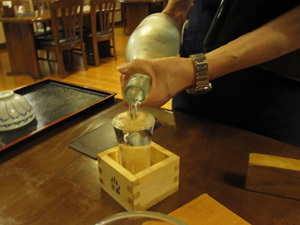 Drinking Local Sake in Kaikake Onsen