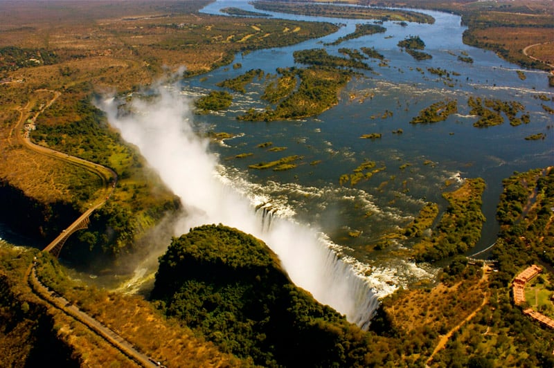 Victoria Falls viewed from the air near Gorges Lodge