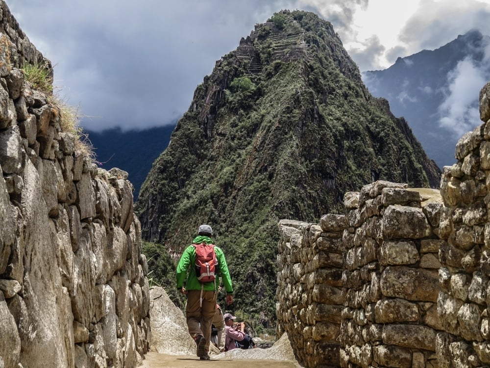 Backpacker hiking to Machu Picchu