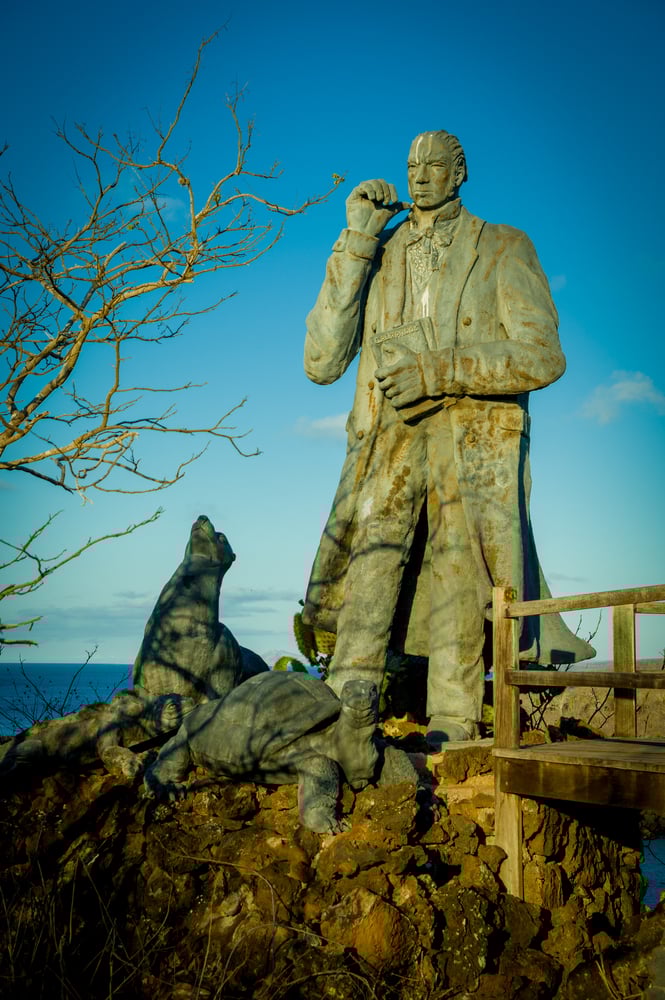 Charles Darwin statue on San Cristobal Island
