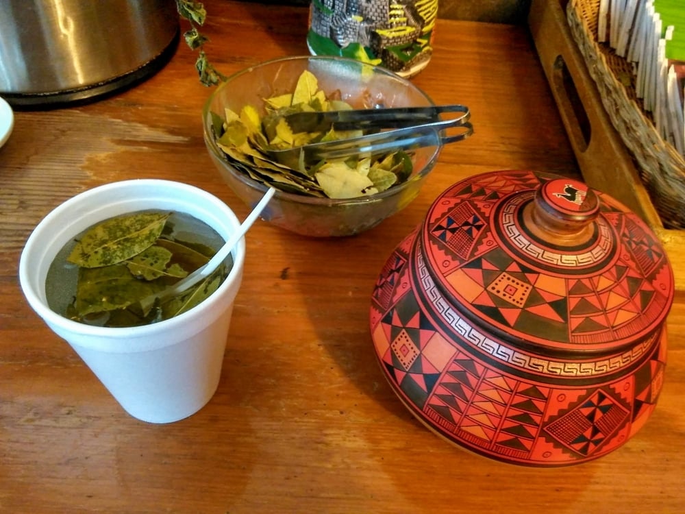 Mate de coca to treat issues with high altitude at Machu Picchu